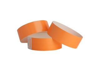 Orange Sta-Put Tab Tyvek Wristbands