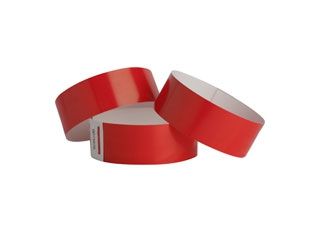 Red Sta-Put Tab Tyvek Wristbands