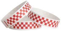 Stub Tyvek Wristbands - Red Checkerboards - 1000ct Box