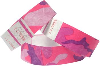 Tyvek® Wristbands - Camouflage - Pink & Purple