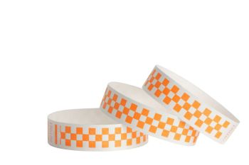 Tyvek® Wristbands - Checkerboard - Day Glo Orange