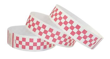 Tyvek® Wristbands - Checkerboard - Pink