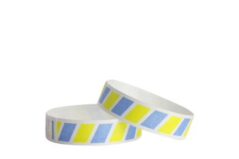 Tyvek® Wristbands - Diagonal Stripes - Blue & Yellow