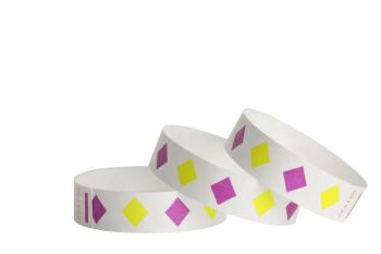 Tyvek® Wristbands - Diamonds - Purple & Yellow