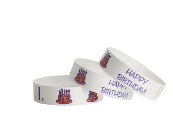 Tyvek® Wristbands - Happy Birthday Cake