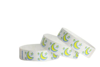 Tyvek® Wristbands - Moon & Star - Blue & Yellow
