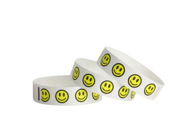 Tyvek® Wristbands - Smiley Faces - Yellow
