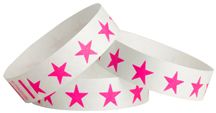 Tyvek® Wristbands - Stars - Day Glo Pink