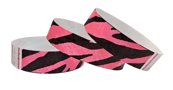 Tyvek® Wristbands - Zebra - Pink