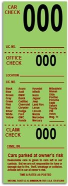 Valet Parking Tickets - Green - 1,000 Count