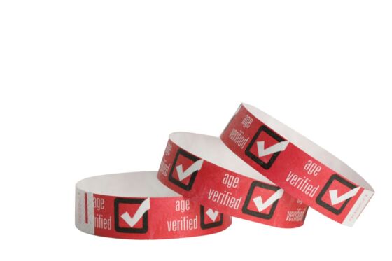 thumbnail image 2 of 100 Red Tyvek Wristbands For Events - Personalised Entry Party Tickets Custom Print - Kyisa 19mm Wristbands 2 of 6