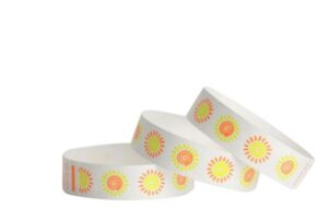 Tyvek® Wristbands -- Aztec Suns - Day Glo Orange & Yellow