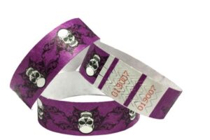 Tyvek® Wristbands -- Halloween - Skulls - Purple